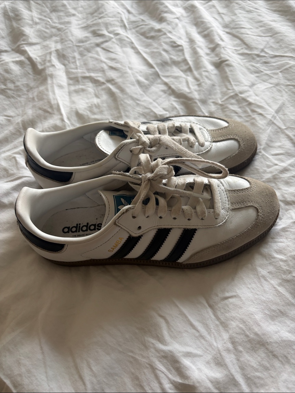 adidas Samba White Black Suede Accent Sneakers